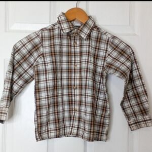 Kids Plaid Button-Down Shirt - Brown and White